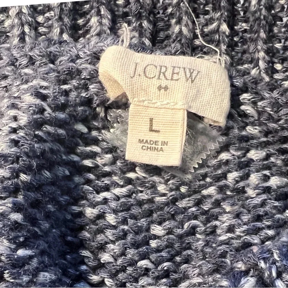J. Crew Large Women Pullover Sweater Crew Neck 3/4 Sleeve blue and white